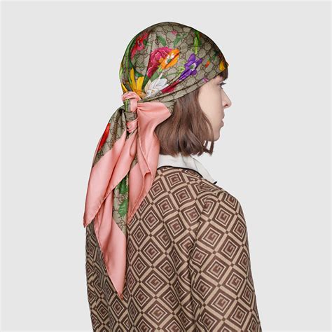 pink gucci headscarf|authentic gucci silk scarf.